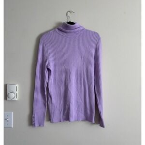 J McLaughlin Arlette Turtleneck Sweater XL‎ Stretch Ribbed Lilac Purple Preppy